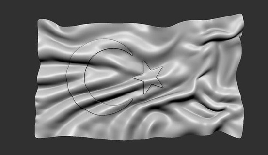 turc drapeau dinde turkiye 3d pays ay yildiz lune étoile cnc imprimable art panneaux logos 3d print model - Mito3D