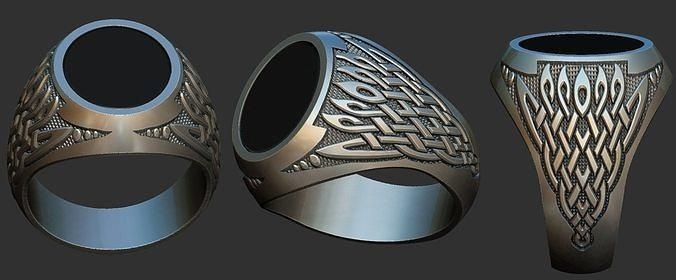 turkish ring turkey turco turquia arabesque spikes stone classic celtic viking nordic celta knot printable jewelry rings 3d print model - Mito3D
