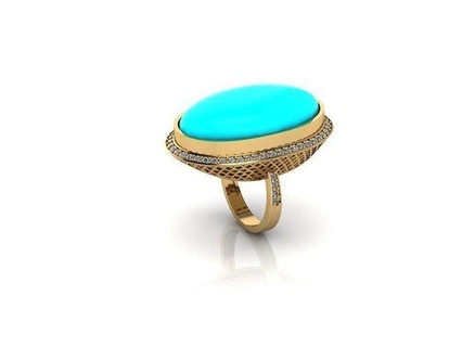 turquoise ring gold jewelry art design silver rings 3d print model - Mito3D