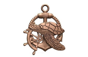 turtle cnc 2 art sea marine anchor artcam relief wppd deco signs logos 3d print model - Mito3D