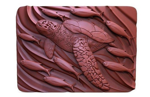 kaplumbağa cnc 3 sanat balık deniz rahatlama artcam istemek işaretler logolar 3d print model - Mito3D
