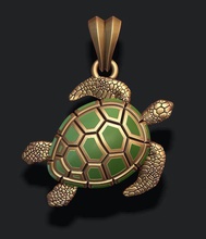 tortue pendentif émail océan mer nager marin tortues animal compagnie reptile l'eau zoo nature lézard bijou bijoux argent emal pendentifs 3d print model - Mito3D
