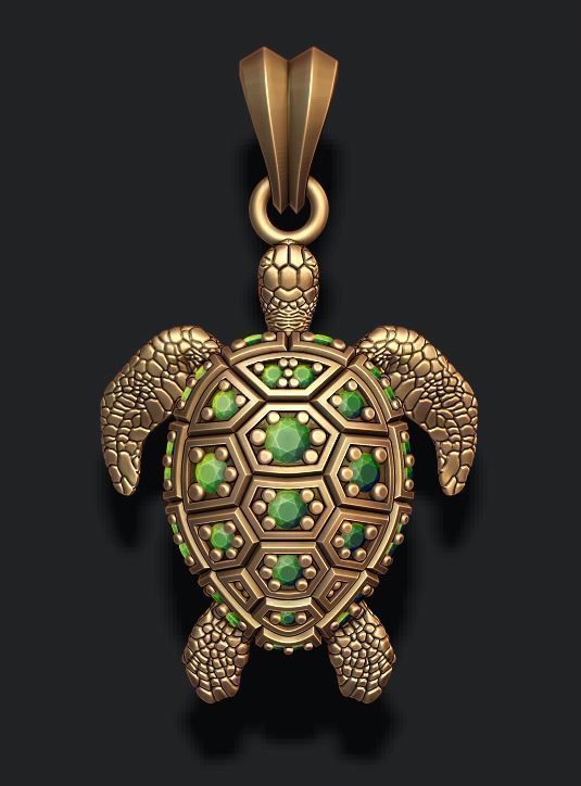 tartaruga pendente gemme gioielli oceano mare nuoto le tartarughe animale domestico reptilia acqua natura lucertola gioiello argento ciondolo gemma diamante la pietra molto utile ciondoli 3D print model - Mito3D