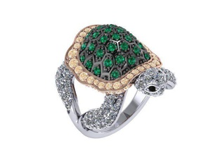 turtle ring jewelry diamond golden silver rings 3d print model - Mito3D