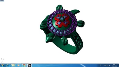 turtle ring jewelry silver printable gem rings 3d print model - Mito3D