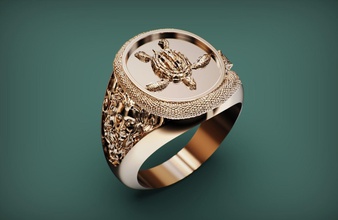 tartaruga anel joalheria ouro prata moda argolas serpente menina cara platina gema 3d print model - Mito3D