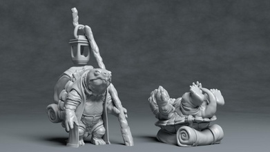 tortue voyageur 3d imprimable personnage figurine sculpture dnd mini miniature table pnj créature donjons donjonsandragons 3dprint figure statue jeux jouets jeu accessoires 3d print model - Mito3D