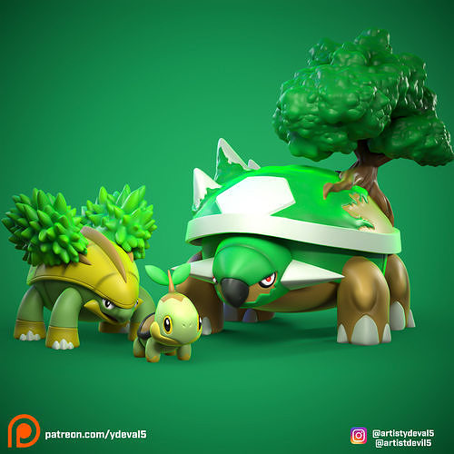 turtwig evrimler pokemon eevee vaporeon jolteon flareon itiraz umbreon leafeon galceon sylveon homurdanmak torterra oyunlar oyuncaklar 3D print model - Mito3D