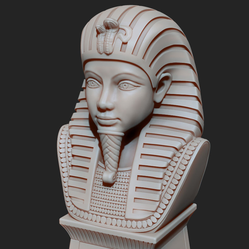 toutankhamon pharaon roi égyptien buste 3d impression egypte sculpture statue ancien tête art empereur portrait sacré monument momie ruiner sculptures 3D print model - Mito3D