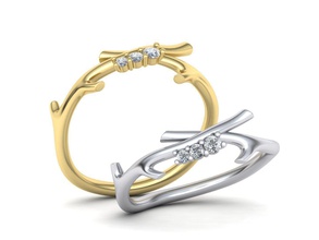 galho anel simples lindo projeto 0235 joalheria ouro eua canadá israel floral buy3dring imprimível único casamento banda prata diamante argolas 3d print model - Mito3D