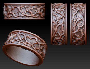dal yüzük doğa hayvan 3dmodel 3dprinting takı mücevher kolye ağaç yüzükler 3d print model - Mito3D