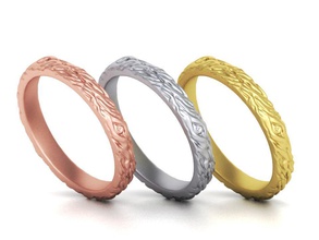 Zweig Hochzeit Ring 3mm breit Holz Band Schmuck Natur Textur Ringe cad 3d print model - Mito3D