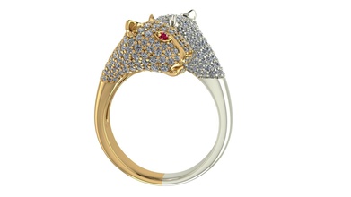twin leopard ring jewelry challenge jewellery diamond rings printed product direct printing 3d print model - Mito3D