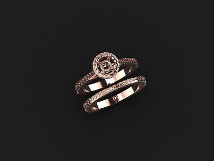gemelo anillo 454 oro Moda belleza diamante Boda joya joyería colgante pendiente compromiso matrimonio platino imprimible plata celebracion moda anillos 3d print model - Mito3D