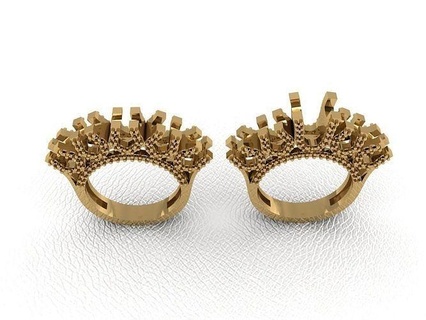 double bague 505 or mode beauté diamant mariage bijou bijoux pendentif fiançailles platine imprimable engagement argent gemme fête anneaux 3d print model - Mito3D