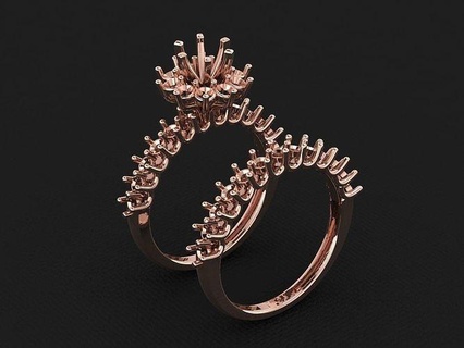ikiz yüzük 608 altın moda güzellik elmas düğün mücevher takı kolye nişan yüzüğü evlilik platin yazdırılabilir gümüş kutlama yüzükler 3d print model - Mito3D