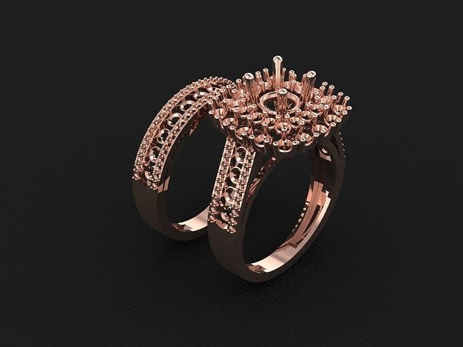ikiz yüzük 612 altın moda güzellik elmas düğün mücevher takı kolye nişan yüzüğü evlilik platin yazdırılabilir gümüş kutlama yüzükler 3D print model - Mito3D
