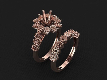 double bague 630 or mode beauté diamant mariage bijou bijoux pendentif fiançailles platine imprimable engagement argent gemme fête anneaux 3d print model - Mito3D