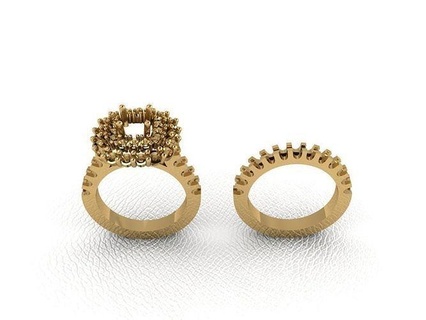 ikizler 759 altın moda yüzük güzellik elmas düğün mücevher takı kolye nişan yüzüğü evlilik platin yazdırılabilir gümüş kutlama yüzükler 3d print model - Mito3D