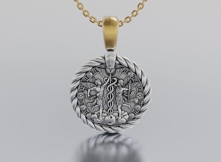 twins horoscope pendant jewelry shining platinum luxury necklace chrome rope art luster silver gem diamond ring gold brilliant sterling pendants 3d print model - Mito3D