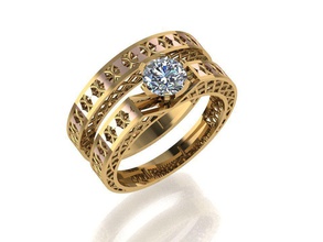 twinz 10 el diamante gem joya la joyería anillo los anillos de oro plata compromiso boda moda blanco brillante engagem diamant soliraire 3d print model - Mito3D