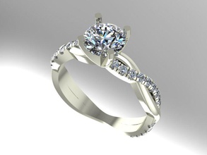 twist diamond engagement ring jewelry printable rings 3d print model - Mito3D