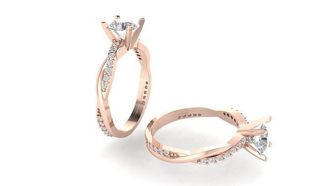 twist diamond ring gold silver bracelet jewel jewelry earring luxury printable pendant necklace design rings 3D print model - Mito3D