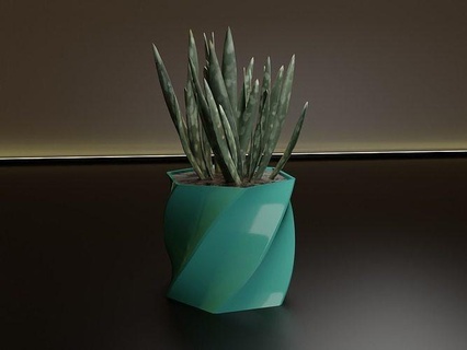 bükülme tencere çiçek bitki kaktüs örtüsü Yaprak çalı ev dekarasyon deko sulu vazo Somut sıra modern bilimkurgu ekici büyüme dekor 3d print model - Mito3D