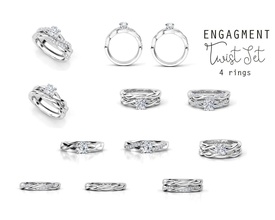 giro anillo conjunto joyería joya lujo compromiso imprimible diamante brillante plata precioso moda belleza anillos oro 3d print model - Mito3D