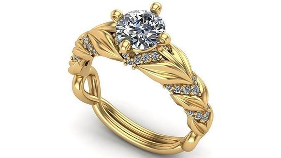 twisted engagement diamond ring 3d modelo retorcido anillo giro Boda diamante compromiso joyería joya anillos 3d print model - Mito3D