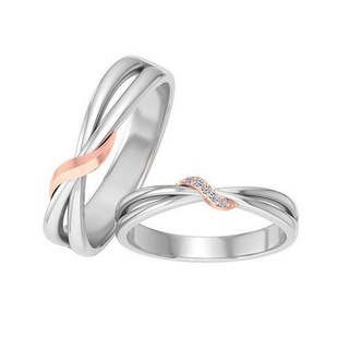 twisted couple band ring 3dm stl obj fbx render details jewelry gold rings diamond engagement luxury platinum silver wedding bride groom bands printable 3d print model - Mito3D