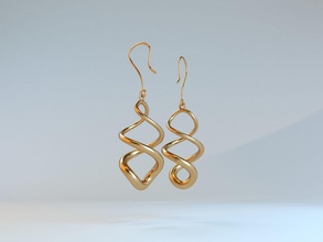 twisted Ohrringe gold Schmuck bedruckbar ist design Kunst Platin modern metallic abstract Silber 3d print model - Mito3D
