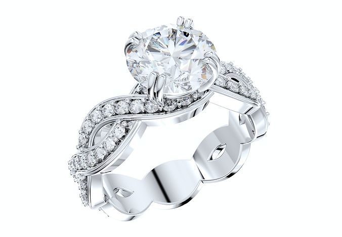 twisted engagement ring center diamond 1-30 carats- ljp01 solitaire wedding women jewelry model jeweler marriage luxury gold platinum gems gemstone 3d print bijouterie rings 3D print model - Mito3D