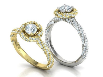 torcido noivado anel metade quilate pedra 3dmodel joalheria ouro imprimível brilhante luxo diamante mulher safira rubi argolas espiral EUA Canadá Unidos estados Israel 3d print model - Mito3D