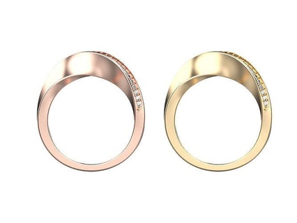bükülmüş moda ring02 çap elmas yüzük gümüş yazdırılabilir güzellik mücevher sterlin altın parlak takı yüzükler 3d print model - Mito3D