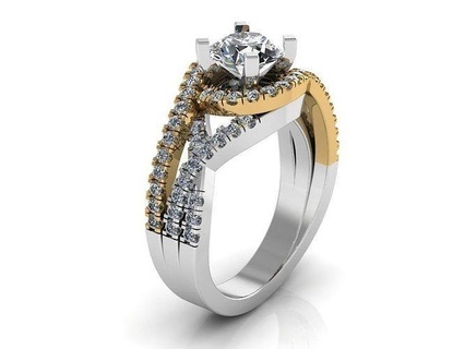 tordu Halo bague 358 or diamant paver bijoux argent fabrication mode conception engagement gemme imprimable sterling bracelet cubain boucle d'oreille Collier pendentif anneaux 3d print model - Mito3D