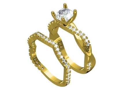 verdrehte Unendlichkeit Hochzeit Ring Band Schmuck Gold druckbar Ringe Engagement Silber Diamant Luxus 3d cad Design Mode Kostüm Mikro pflastern 3d print model - Mito3D
