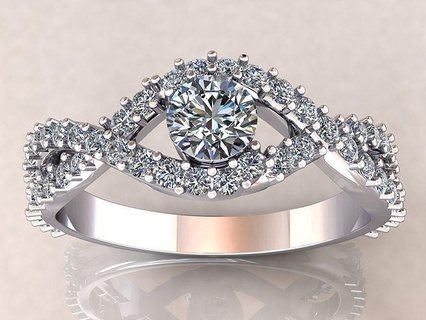verdrehte Knoten Ring 30pt pflastern Schmuck Gold Diamant Juwel Hochzeit Mode engagem Engagement Schönheit Unendlichkeit Solitär vintag Ringe 3d print model - Mito3D