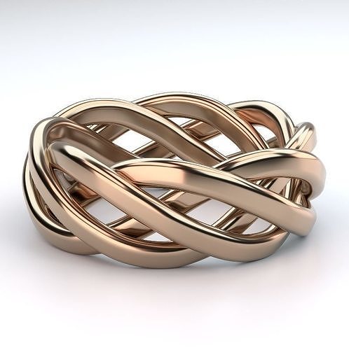 bükülmüş düğüm yüzük yazdırılabilir stl takı gümüş sterlin mücevher düğün grup nişan yüzükler 3D print model - Mito3D