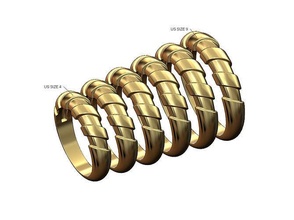 twisted ribbon dome ring size 4to9 fashion jewelry printable gold silver jewellery sterling luxury pattern twist stacker cute classic rings 3d print model - Mito3D