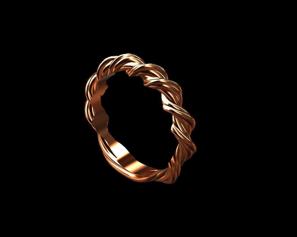 twisted ring elegant jewelery fashion goldring gold bijouterie frippery jewellery jewelry rings 3D print model - Mito3D