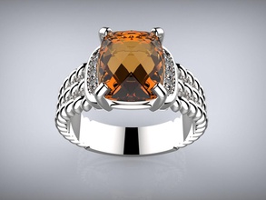 twisted bague damier de pierre taille bijoux gem le diamant l'engagement l'anneau mariage platine brillant précieuse un coupe coussin tordu twist l'impression imprimable d'impression modèle les anneaux 3d print model - Mito3D