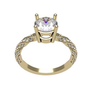 verdrehte Schaft Solitär Juwel Schmuck Ring Engagement Hochzeit 3dprint Nashorn Diamant Luxus Mode Schönheit Ringe druckbar Gold Modelle wertvoll Design engagem 3d print model - Mito3D