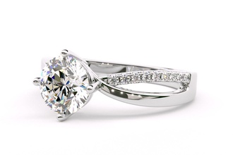 retorcido forma diamante compromiso anillo platino joyería joya imprimible brillante plata libra esterlina lujo anillos 3d print model - Mito3D