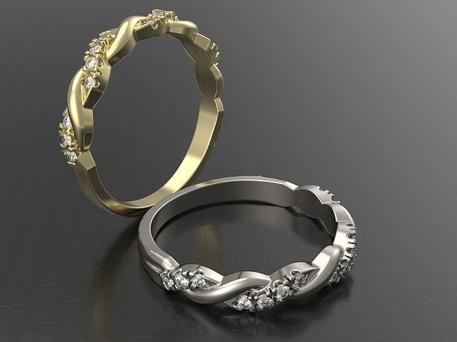 verdrehte hochzeit band schmuck platin engagement mode stahl gold silber juwel weiß sterling ring diamant schönheit twist ringe 3D print model - Mito3D