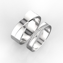 contorto nozze bande 2 squillare anelli diamante gioielleria stampabile gioiello 3d print model - Mito3D