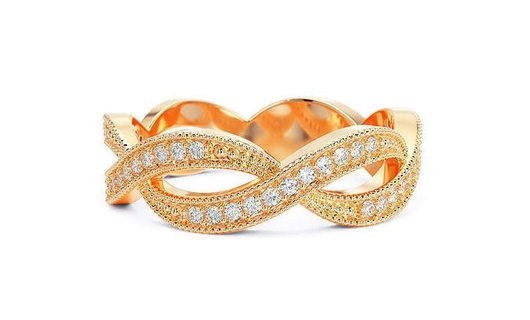 verdrehen Gold Ring Diamanten druckbar Diamant Hochzeit cad Mode Schmuck Silber Engagement Luxus Ringe 3d print model - Mito3D