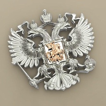 two headed aigle russe manteau of bras bijoux badge or ménage art pièces monnaie badges 3d print model - Mito3D