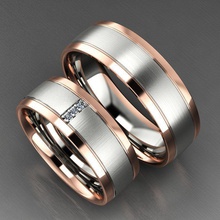 deux tons mat, anneaux de mariage bijoux la bande l'anneau le diamant 3dprintable mariée les 3d print model - Mito3D