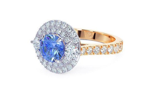 two tones ouro noivado anel 1 ct central diamante tons imprimível Casamento cafajeste moda joalheria prata beleza argolas 3d print model - Mito3D